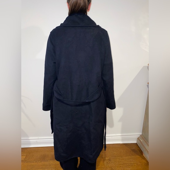 Navy Blue Wool Trench Coat - Picture 2 of 3